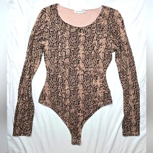 Good American Snakeskin Long Sleeve Bodysuit Size 2
